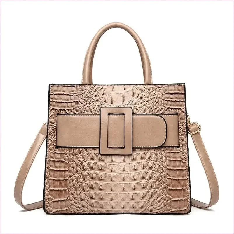 Womens Crocodile Shoulder Crossbody Tote Bag with Buckle Detail - Pleasures and Sins