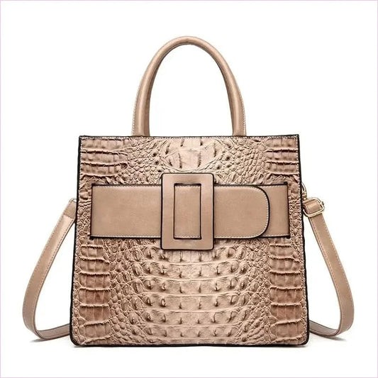 Womens Crocodile Shoulder Crossbody Tote Bag with Buckle Detail - Pleasures and Sins