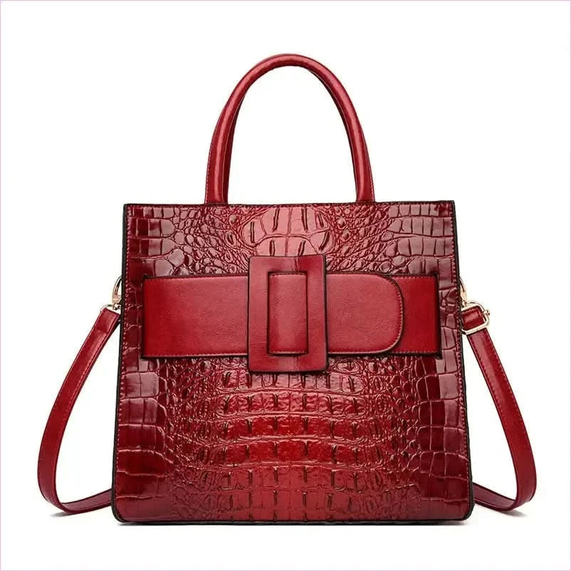 Womens Crocodile Shoulder Crossbody Tote Bag with Buckle Detail - Pleasures and Sins