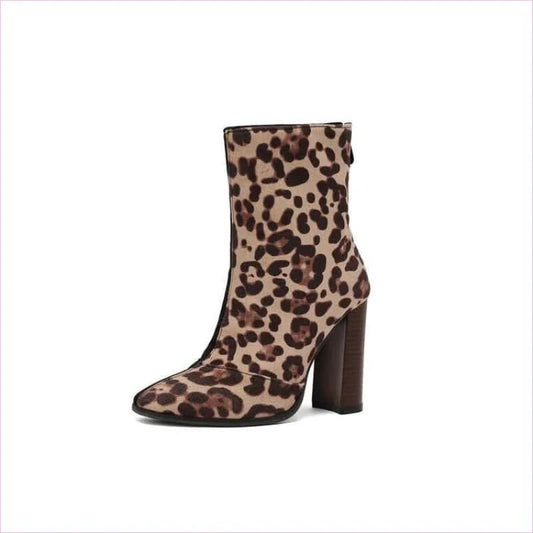 Women's Fleece Lined French Style High Heels Ankle Boots - Pleasures and Sins