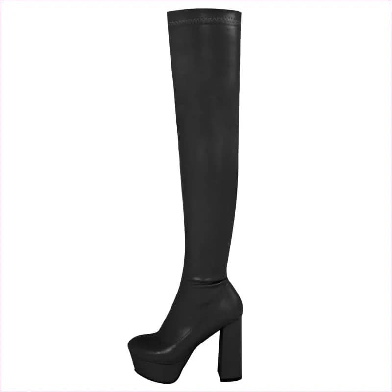 Women’s Over-the-knee Round Toe Platform Heel Boots with Zip Up Style - Pleasures and Sins