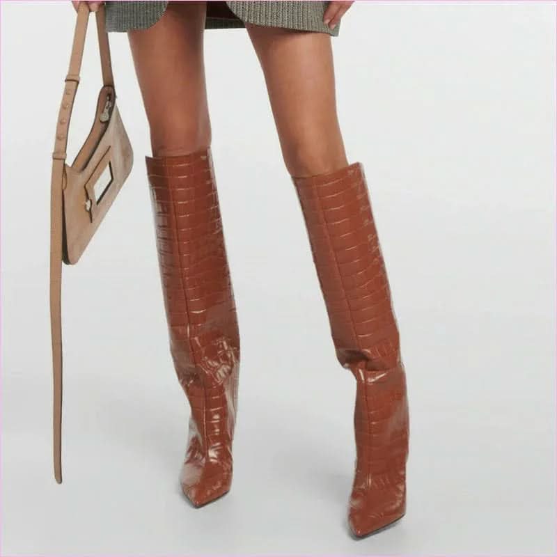 Women’s Pointed Toe Stiletto Heel High Fashion Boots - Pleasures and Sins