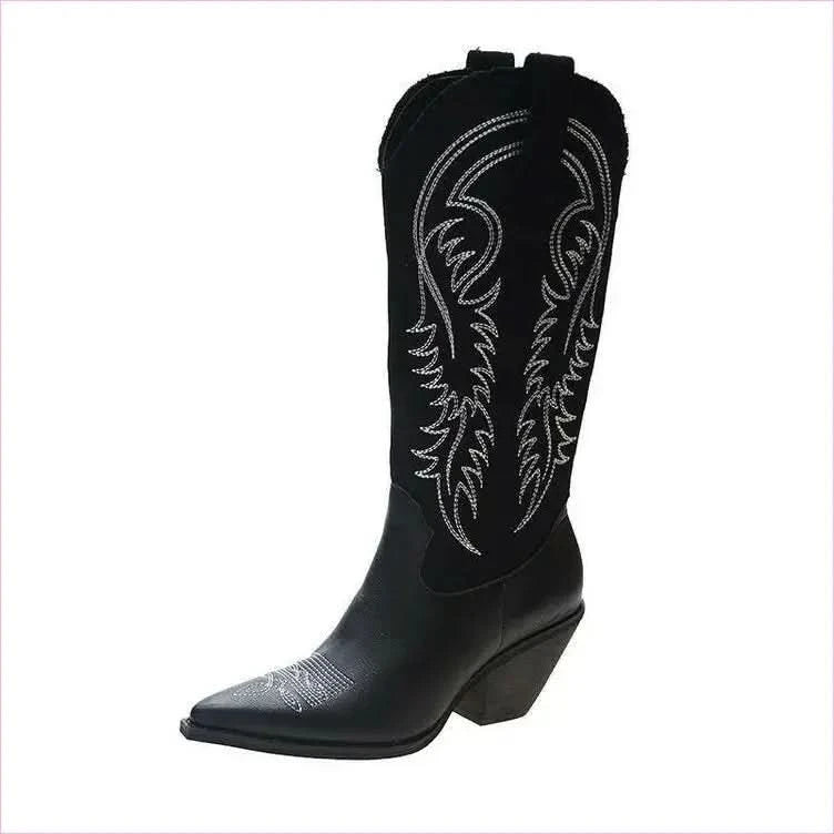 Womens Pu Leather Pointed Toe Western Cowboy Boots for Effortless Style - Pleasures and Sins