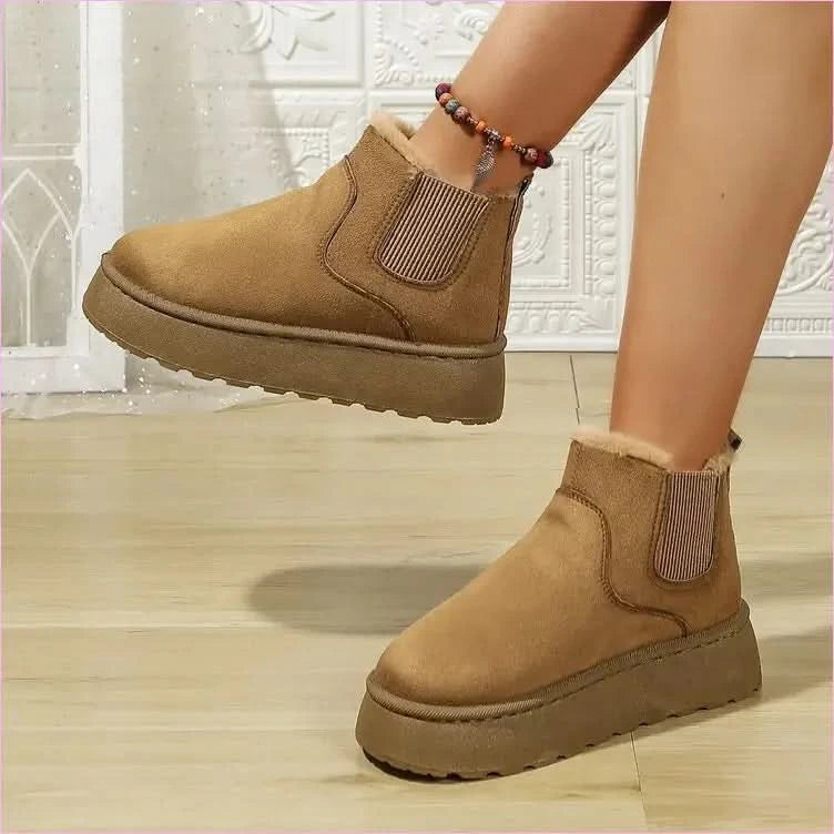 Womens Short Plush Tan Suede Ankle Boots for Casual Ugg Style - Pleasures and Sins