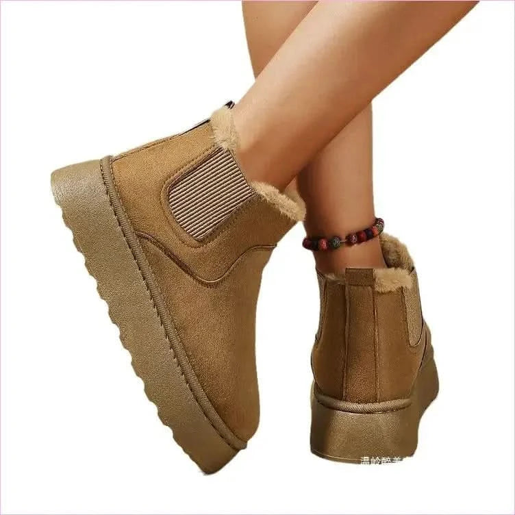 Womens Short Plush Tan Suede Ankle Boots for Casual Ugg Style - Pleasures and Sins