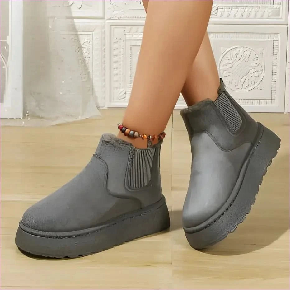 Womens Short Plush Tan Suede Ankle Boots for Casual Ugg Style - Pleasures and Sins