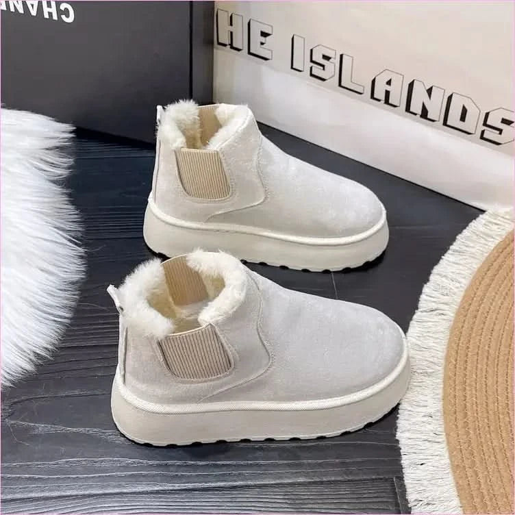 Womens Short Plush Tan Suede Ankle Boots for Casual Ugg Style - Pleasures and Sins