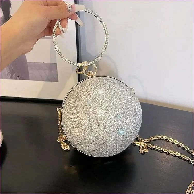 Womens Spherical Evening Bag with Diamond Studs for Stylish Events - Pleasures and Sins