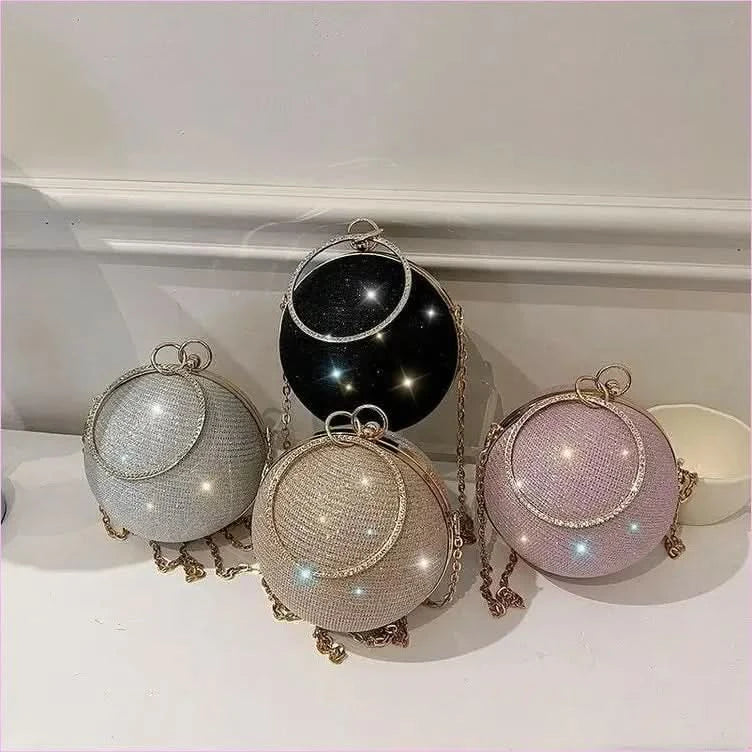 Womens Spherical Evening Bag with Diamond Studs for Stylish Events - Pleasures and Sins