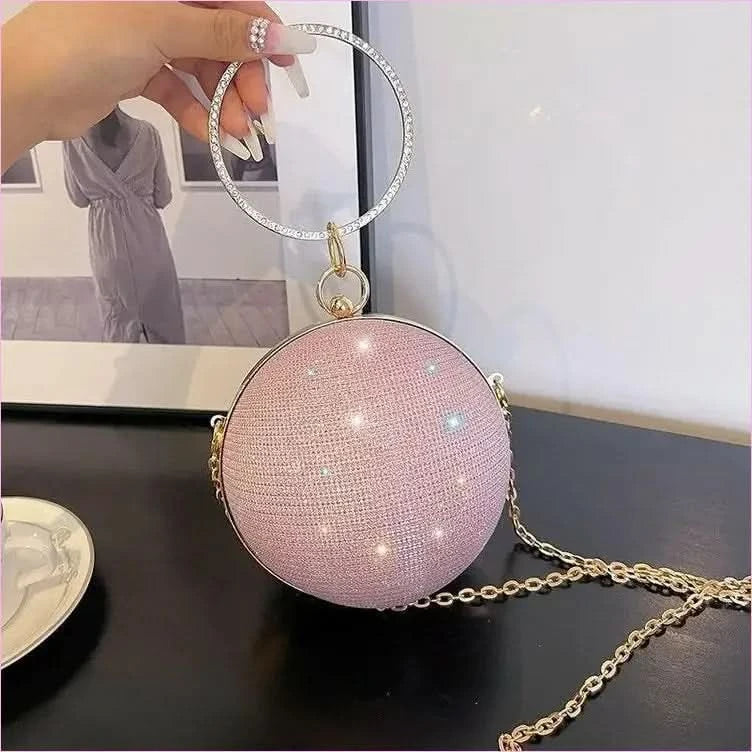 Womens Spherical Evening Bag with Diamond Studs for Stylish Events - Pleasures and Sins