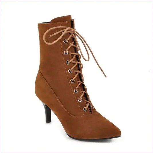 Womens Stiletto Faux Suede Ankle Boots - Pleasures and Sins
