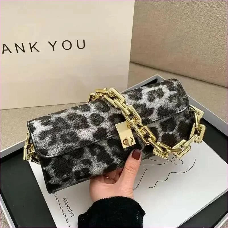 Zebra-print Animal Prints Underarm Handbag with Chain Strap - Pleasures and Sins