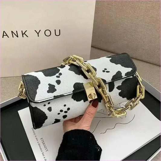 Zebra-print Animal Prints Underarm Handbag with Chain Strap - Pleasures and Sins