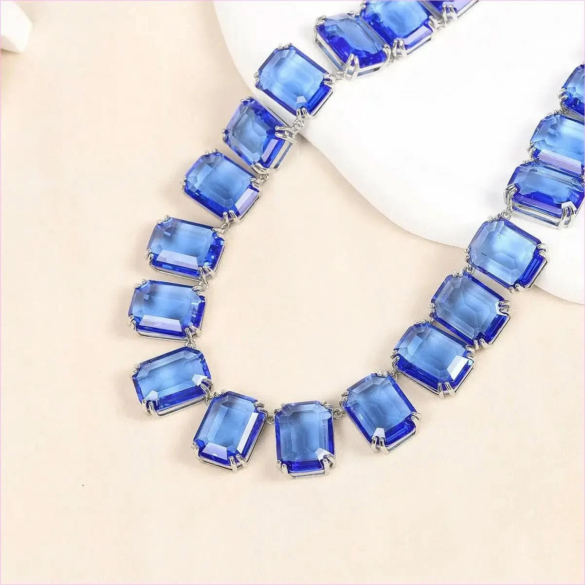 Zircon Necklace Square and Matching Earrings Jewelry Set - Pleasures and Sins