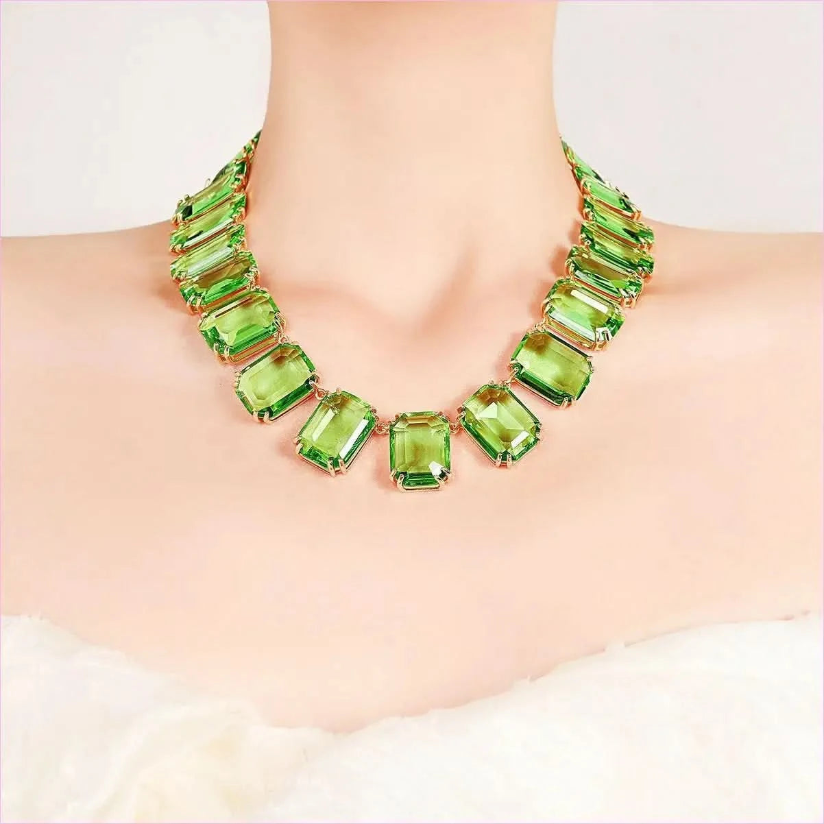 Zircon Necklace Square and Matching Earrings Jewelry Set - Pleasures and Sins